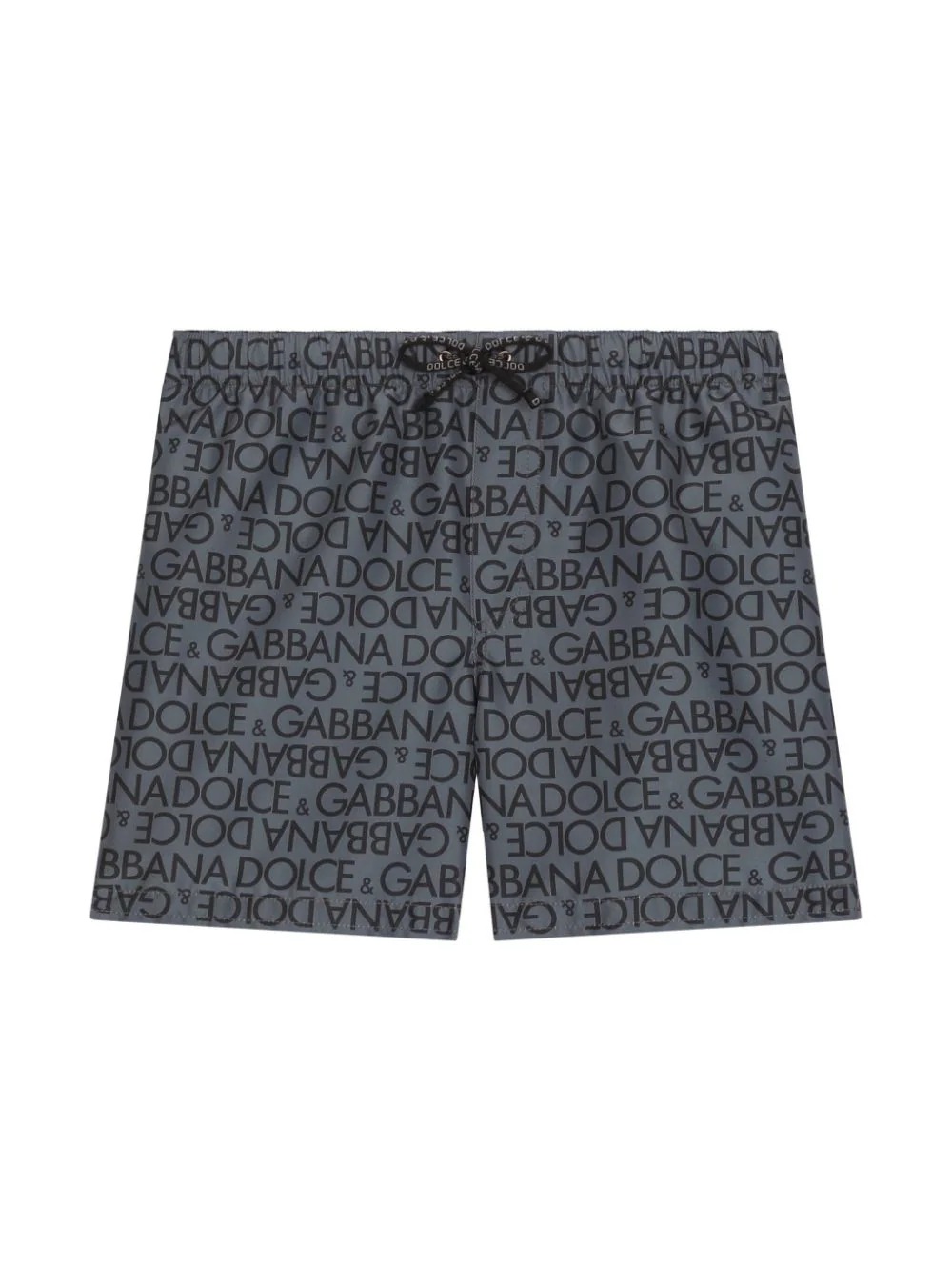 Grey Swim Shorts With All Over Logo DOLCE GABBANA KIDS